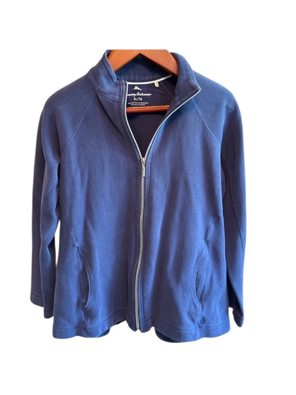 Tommy Bahama Aruba full Zip sweater women’s XL, blue, with front pockets